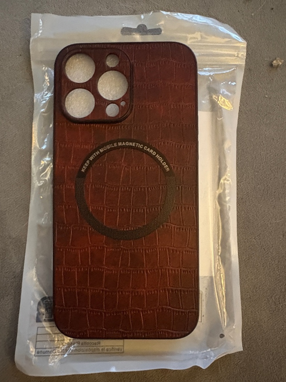 Brown Leather-Texture Magnetic Phone Case with Card Holder